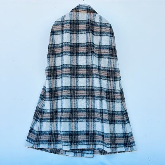 Guidebook Co. Fitzroy Cape Plaid Tartan Long Wool Coat Medium Double Breasted - Picture 3 of 13